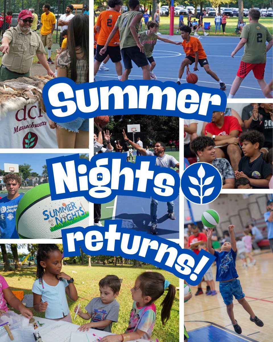 MassDCR's tweet image. DCR’s Summer Nights returns with programs happening at 135 locations in urban areas across the state with the help of 102 partner organizations! Check the link for the full list of free fun for young people aged 13-21! bit.ly/SummerNightsDCR