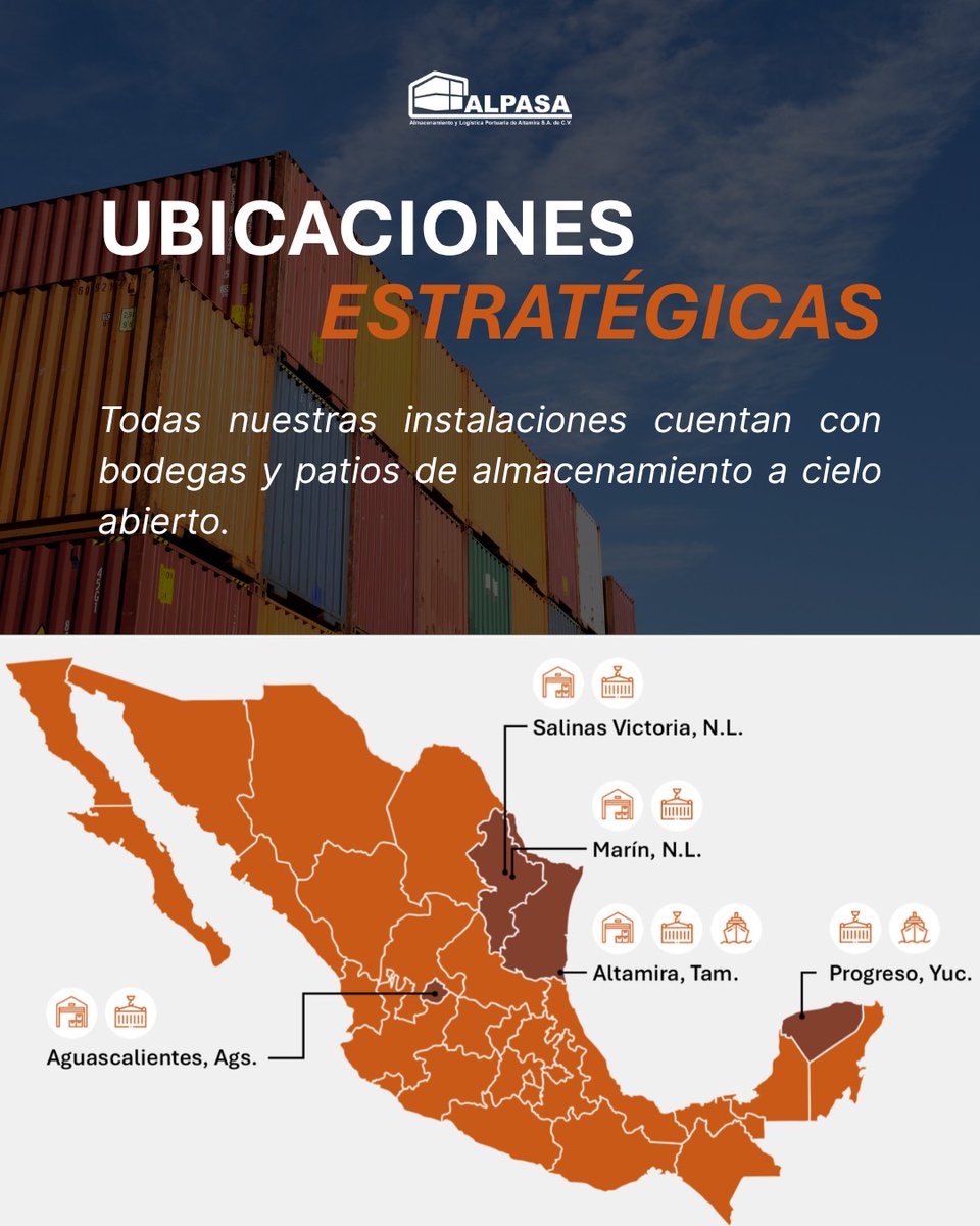 AlpasaOficial's tweet photo. Soluciones logísticas en puntos clave: Monterrey, Altamira, Progreso y Aguascalientes.
Cobertura nacional con eficiencia, velocidad y cumplimiento.
🖥 https://t.co/3oPWPctwz1
📩 servicios@alpasa.com.mx
📲 +52 1 833 283 8776

#Alpasa #logística #contenedores #Altamira #Monterrey https://t.co/cn6Nj8rZnp
