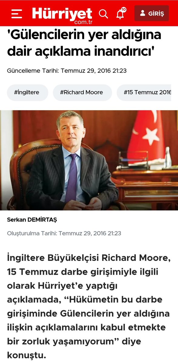 HATIRLAYALIM
Reyiz'in 15 Temmuz senaryosuna destek veren tek ve yek batılı ülke büyükelçisi, şimdinin Em-Ay-Siks başkanı:
"Riçırd Muur"
(29TEM16)