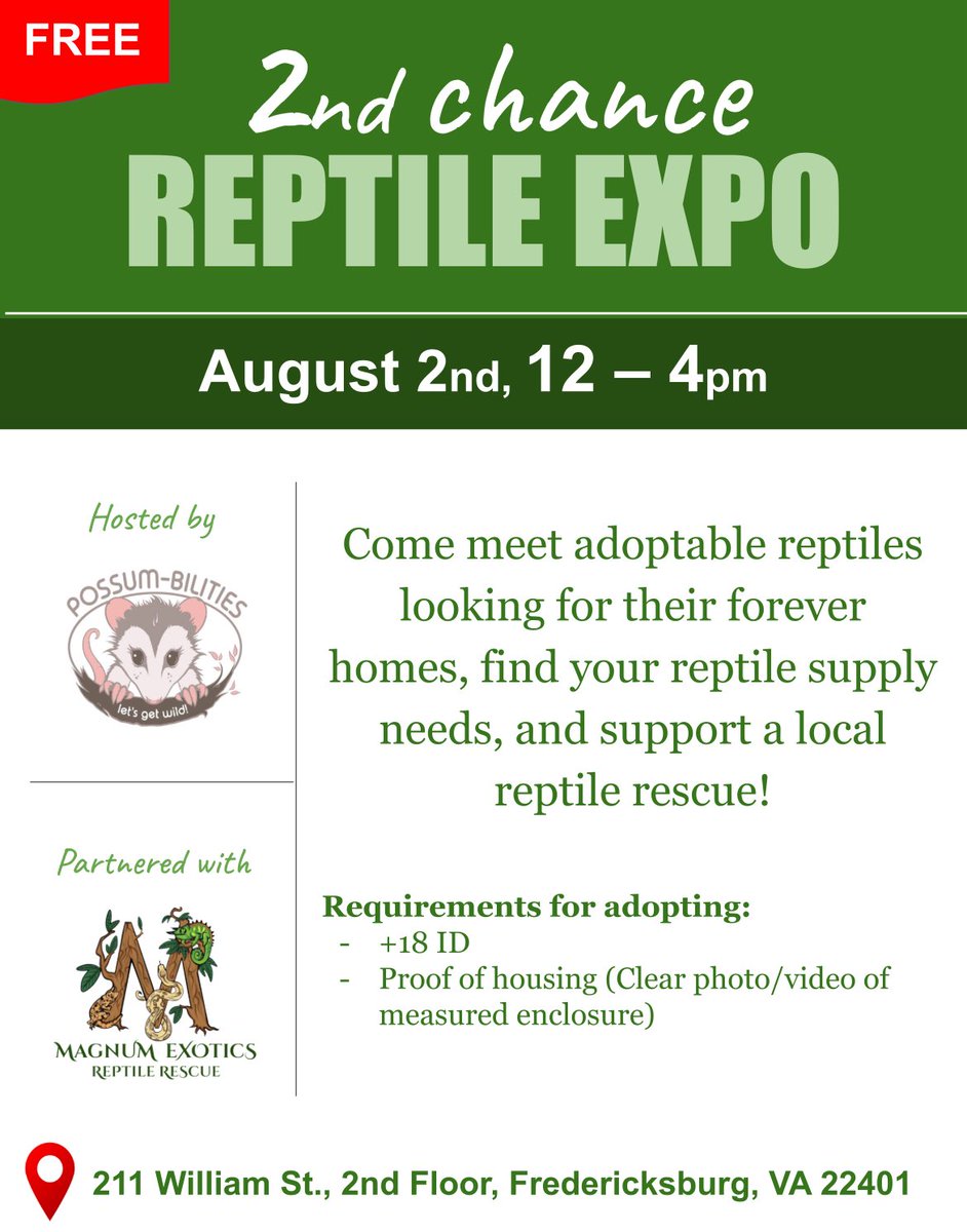 This is a event a lot of people have been asking for and now it’s official! Reptile rescues need as much support as possible so even if you don’t not plan to adopt stop by for a great time!