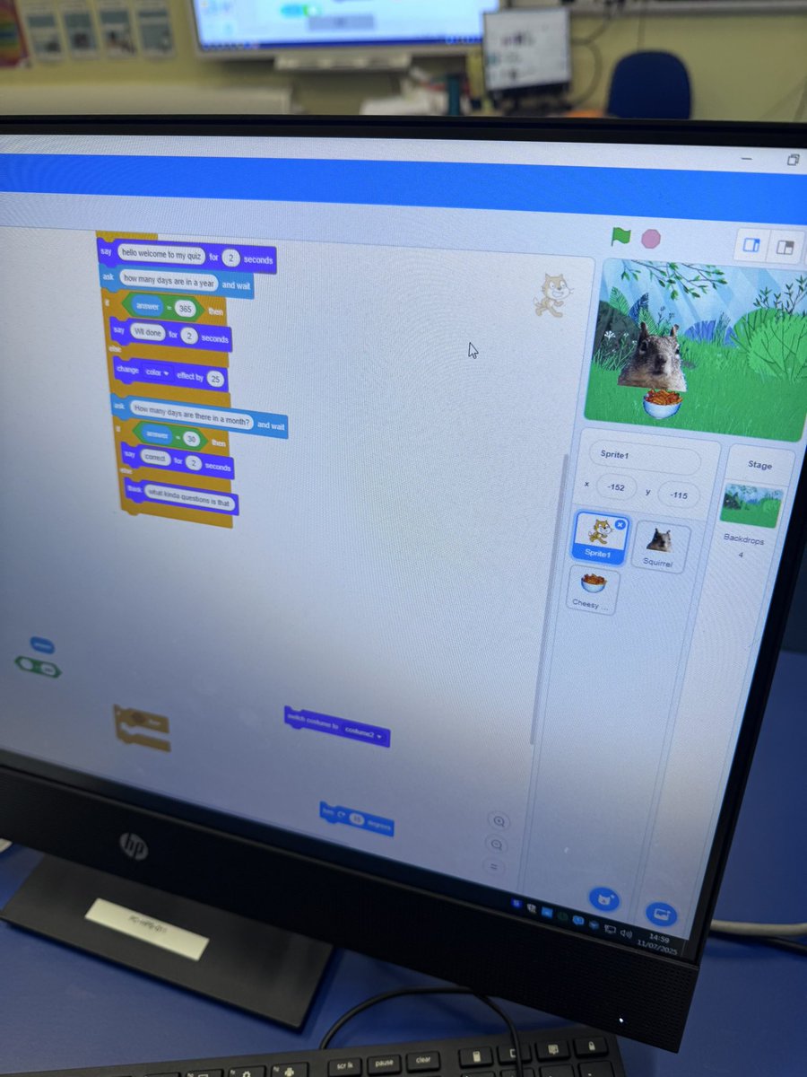 HaimoSchool's tweet image. Dav Pilkey Class enjoyed their computing day. They made their own quizzes and used Scratch to create an algorithm to go with them.