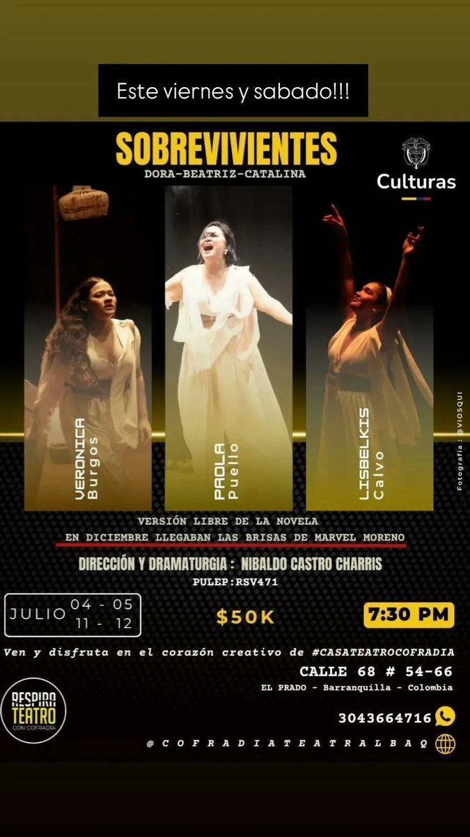 NibaldoCastro's tweet photo. Hoy y mañana!!!
.
casaTEATROcofradía: la casa de los espectadores 
.
Calle 68 No 54-66 Barrio el prado
7:30
Nequi e información 3043664716
. https://t.co/hxEN9Sabn7