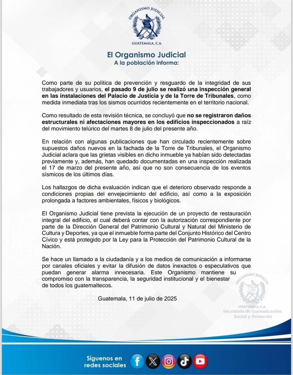 El Organismo Judicial a la población informa:

#OJ #CSJ