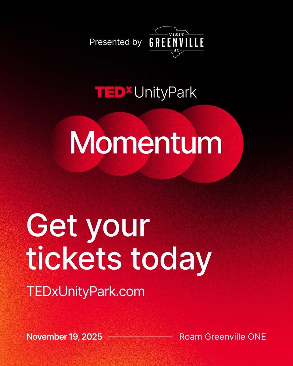 JD_Slajchert's tweet image. Unbelievably honored. Visit tedxunitypark.com and use code, “JD20” to get 20% off of tickets, and come be a part of this inspiring event. See you this fall South Carolina !!! #TEDxUnityPark @TEDx #Momentum