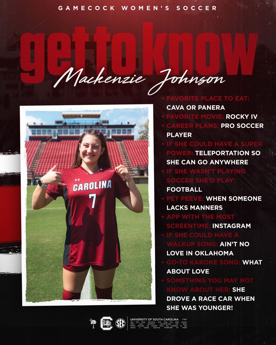 GamecockWSoccer's tweet image. Let's round out the week by getting to know one of our newcomers, Mackenzie!! ⚽️