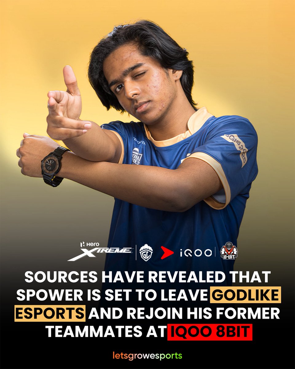 letsgrowesports's tweet photo. BREAKING🚨: Sources have revealed that Spower is set to leave GodLike Esports and rejoin his former teammates at iQOO 8Bit. https://t.co/oRZMm0kOQN