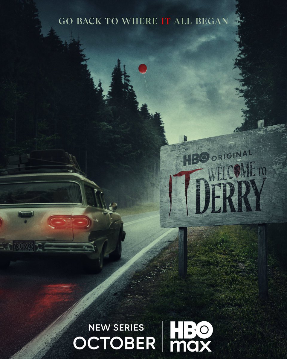 levmauc's tweet image. Ya tenemos el primer póster oficial para la serie de terror IT: WELCOME TO DERRY, que llegará en octubre a HBO. La serie será una precuela que contará el origen del payaso Pennywise (vuelve Bill Skarsgård) y transcurrirá en los años 60 🎈