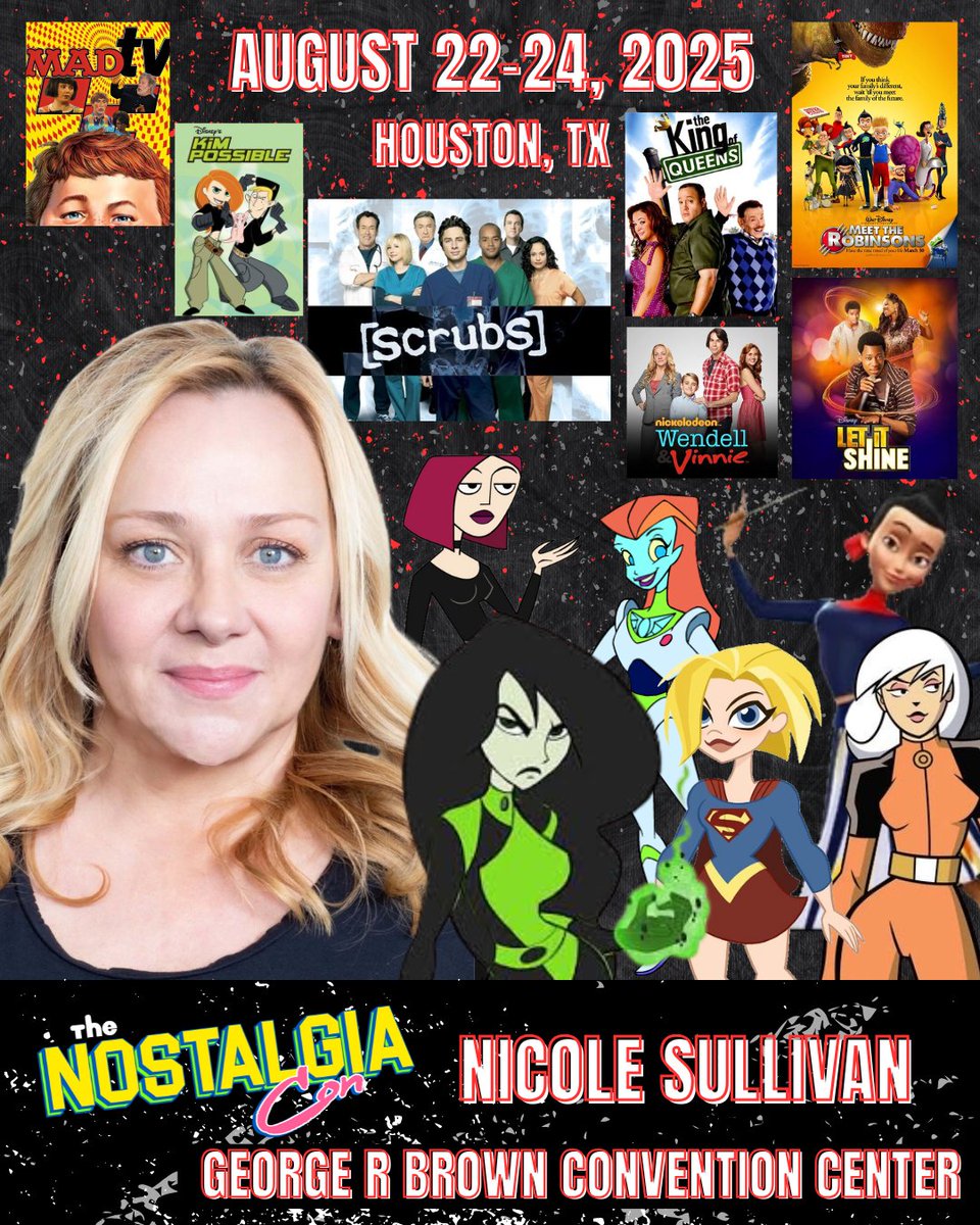 🚨NEW GUEST ALERT🚨

Comedy Queen &amp; voice acting legend Nicole Sullivan is coming to #TheNostalgiaCon!

From Mad TV to Shego, Joan of Arc, and Marge she's done it all. Don't miss your chance to meet this voice acting icon yourself. Get your ticket today!