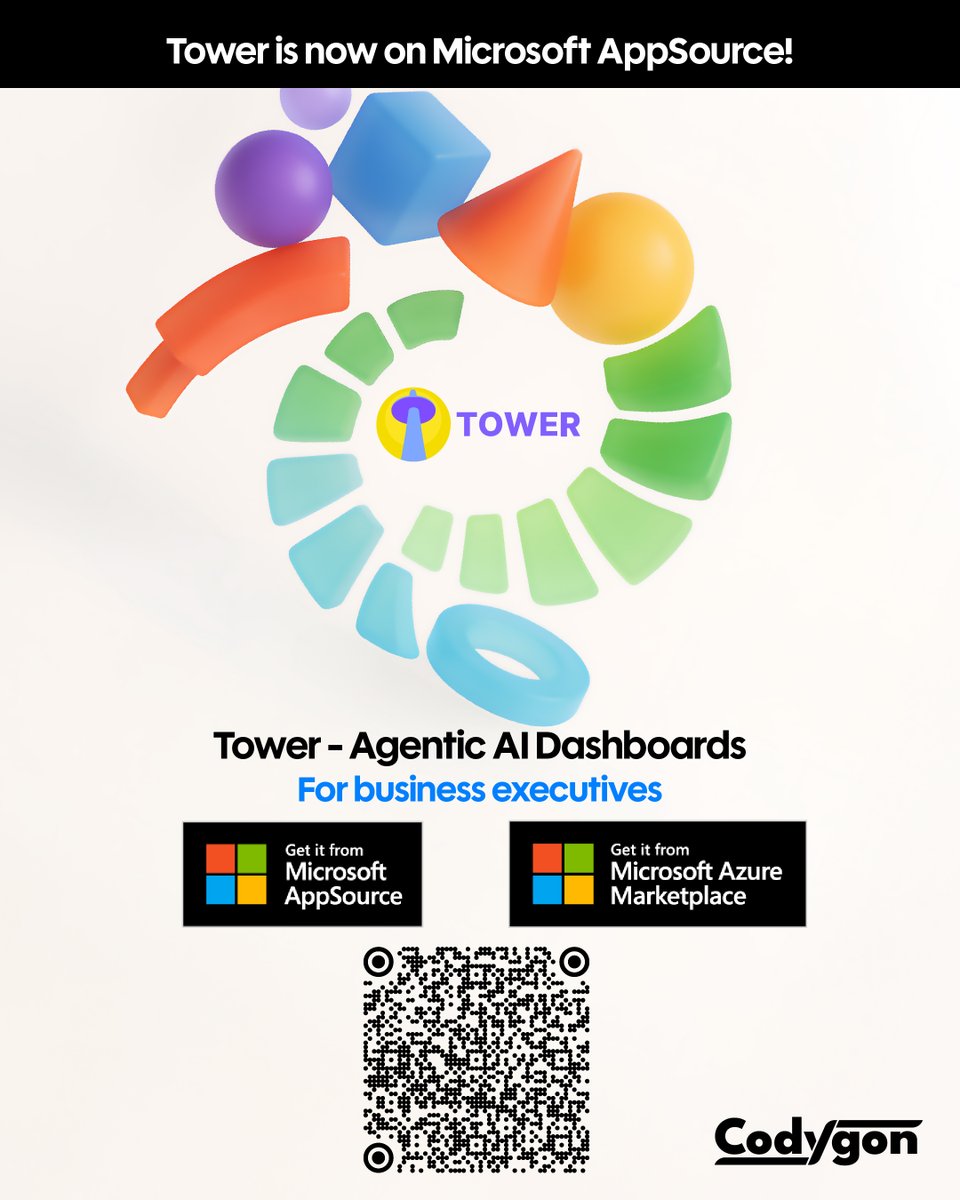 CodygonTech's tweet image. Tower is now live on @MSFTAppSource!

&quot;AppSource and trusted partners like Codygon help customers do more with less&quot; - Jason Graefe, @Microsoft 

&quot;Microsoft AppSource brings Tower to the fingertips of everyday decision-makers&quot; said James Jacob Kurian, CEO at Codygon.

@msPartner