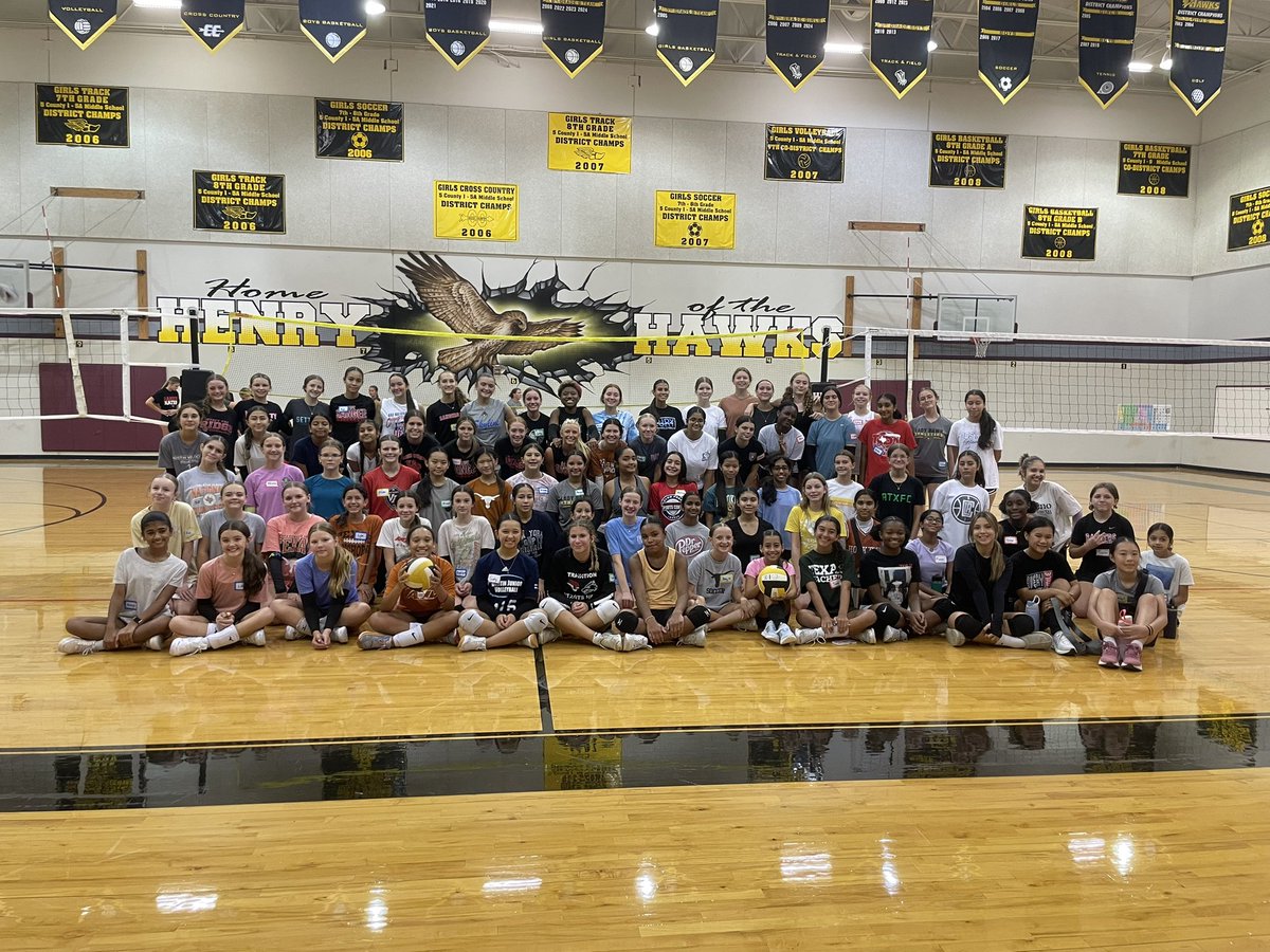 CoachGCalkins's tweet photo. Great turnout this week for Ranger Volleyball Camp!  These incoming freshmen are 🔥🔥  I’m really going to miss these kids! 😢 @HenryHawksLISD @VistaRidgeVball https://t.co/IprhSjxJSW