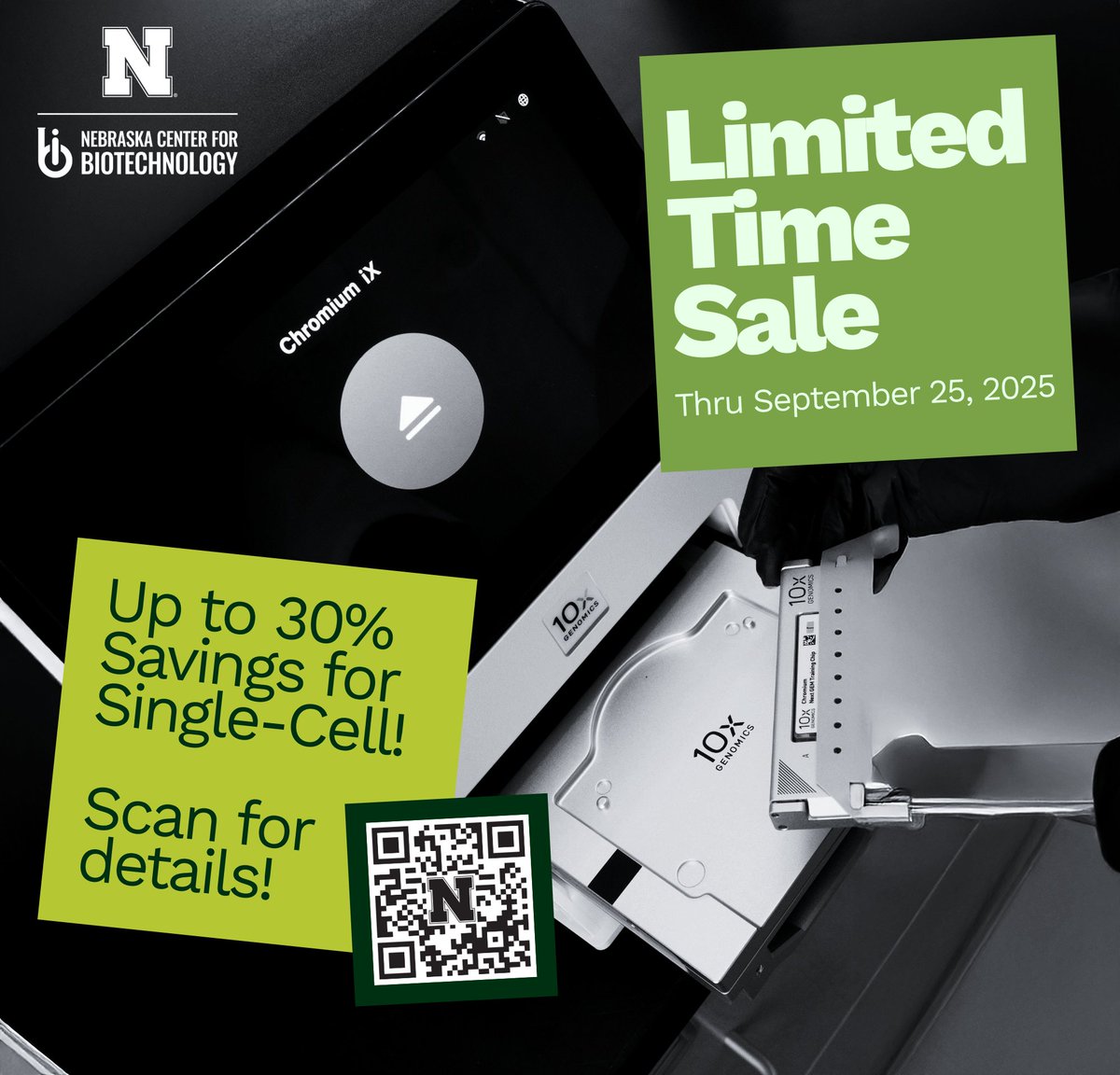 BiotechUNL's tweet image. Stretch your Single Cell Genomics budget!
Thanks to a UNL @10xGenomics reagent discount, we are passing the savings directly to our users until September 25, 2025.
Learn more: 🔗go.unl.edu/on0v
#SingleCell #Save #LimitedOffer #UNL #10xGenomics