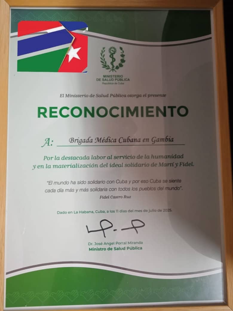 Yoana Machado (@bmc_gambia) on Twitter photo Reconocimiento a nuestro esfuerzo por segundo año consecutivo. #BmcGambia🇨🇺🇬🇲 #CubaCoopera @CubaPorLaSalud <a href="/Colaboracionqba/">Unidad Central de Cooperación Médica 🇨🇺</a> Reconocimiento a nuestro esfuerzo por segundo año consecutivo. #BmcGambia🇨🇺🇬🇲 #CubaCoopera @CubaPorLaSalud <a href="/Colaboracionqba/">Unidad Central de Cooperación Médica 🇨🇺</a>