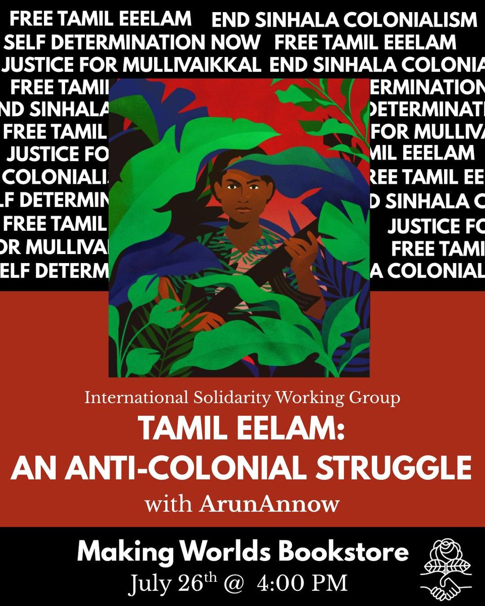 ArunAnnow's tweet photo. ANNOUNCEMENT:

I've been invited to speak about the Tamil genocide and the struggle for Eelam, by the Democratic Socialists of America in Philadelphia on July 26 at 4PM EST @PhillyDSA 

There will be teach-ins, curriculum, and much more. Looking forward to see you all! https://t.co/lFuToxZzpS