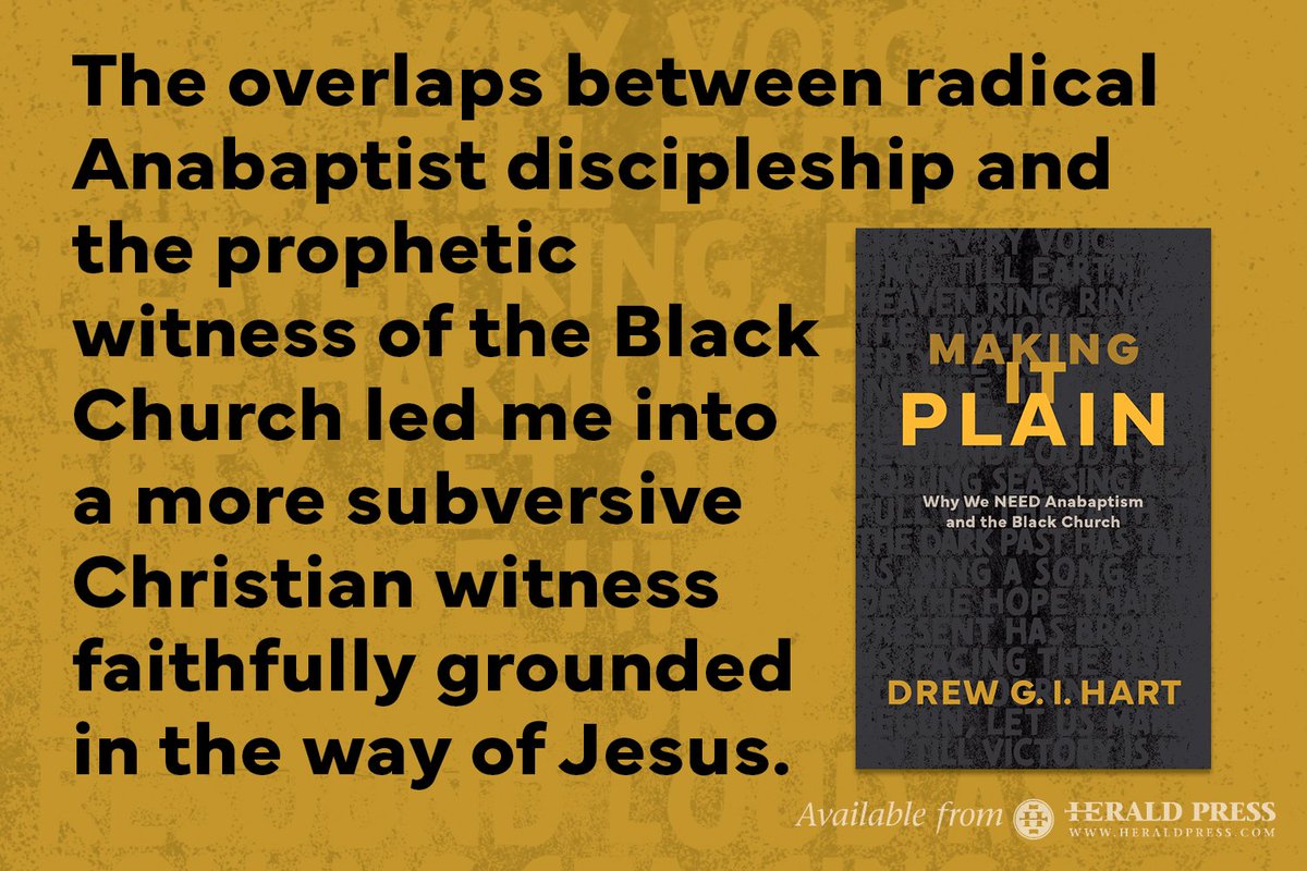 DruHart's tweet image. The Black Church + Anabaptism shaped my journey toward a more subversive, Jesus-shaped faith.
📘 Making It Plain drops Sept 2—preorder now:
Herald Press: heraldpress.com/9781513816364/…
Amazon: amazon.com/dp/1513816349
#MakingItPlain #FaithAndJustice