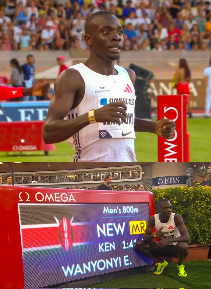 1:41.44!!🤯🔥
World Lead ☑️ 

Emmanuel Wanyonyi 🇰🇪 led the men's 800m at the Monaco Diamond League from gun to tape, clocking a Meet Record of 1:41.44 to win!

He finished ahead of World Indoor Champion Josh Hoey 🇺🇸 who ran a new PB of 1:42.01 and Djamel Sedjati 🇩🇿 in 1:42.20.