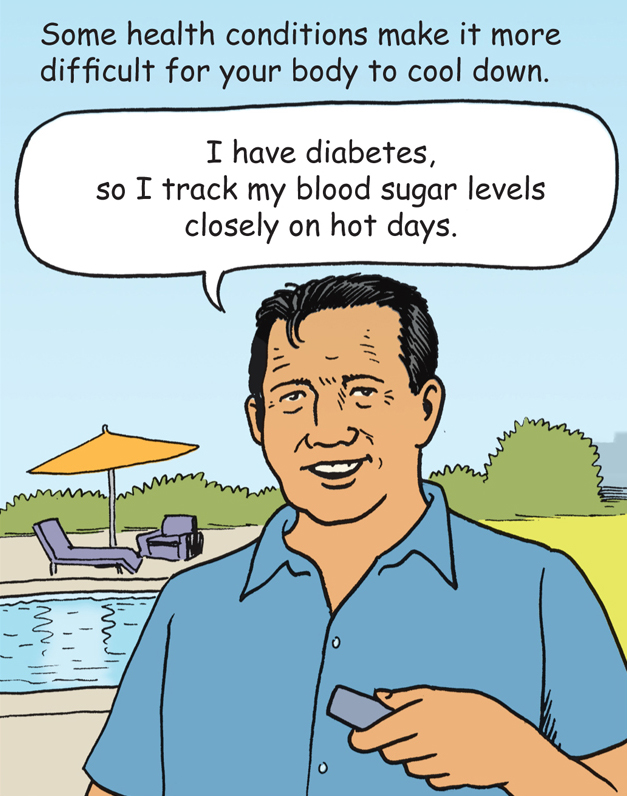 KCPubHealth's tweet image. When the sun is out, watch for symptoms of heat exhaustion, take breaks in the shade, and drink plenty of water. 

Stay safe from cold water shock—especially kids! Always wear a life jacket and test water before jumping in.

More tips: kingcounty.gov/BeatTheHeat