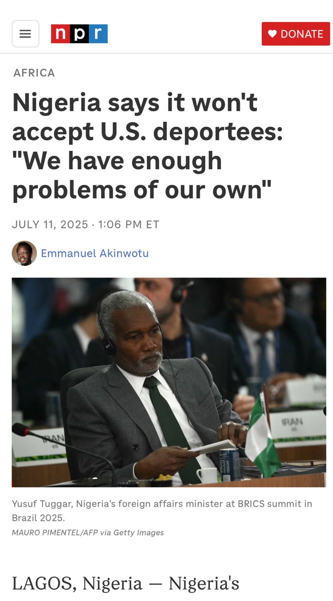 BurnEr92976227's tweet photo. Nigeria doesn’t want to collaborate with us after all we’ve done for them. Trump should aggressively the naturalized and deport all Nigerians back to Nigeria or to the Arctic.
https://t.co/IEBIFzicba
@StephenM https://t.co/fioKeh7P4M
