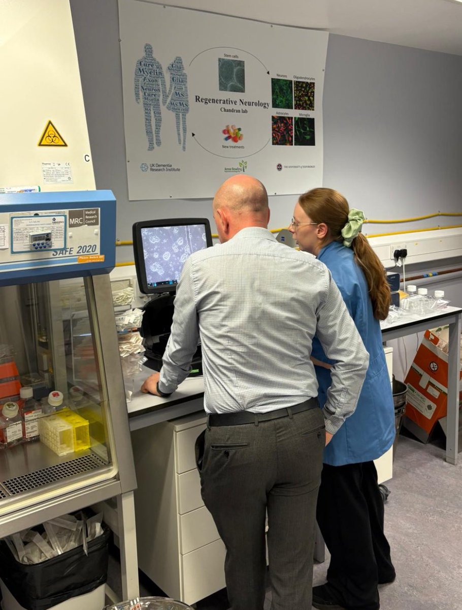 FJMcNally's tweet image. Earlier today I visited the UK Dementia Research Institute at the University of Edinburgh. Their work in regenerative neurology, particularly in tackling Motor Neurone Disease (MND), is among the most advanced in the UK. The brilliant team shared progress on the MND-SMART trial.