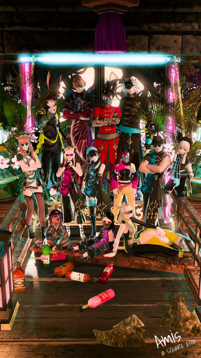 yuuf398's tweet image. みんないい感じに治安悪かった😌

#FF14_pom    #Amis