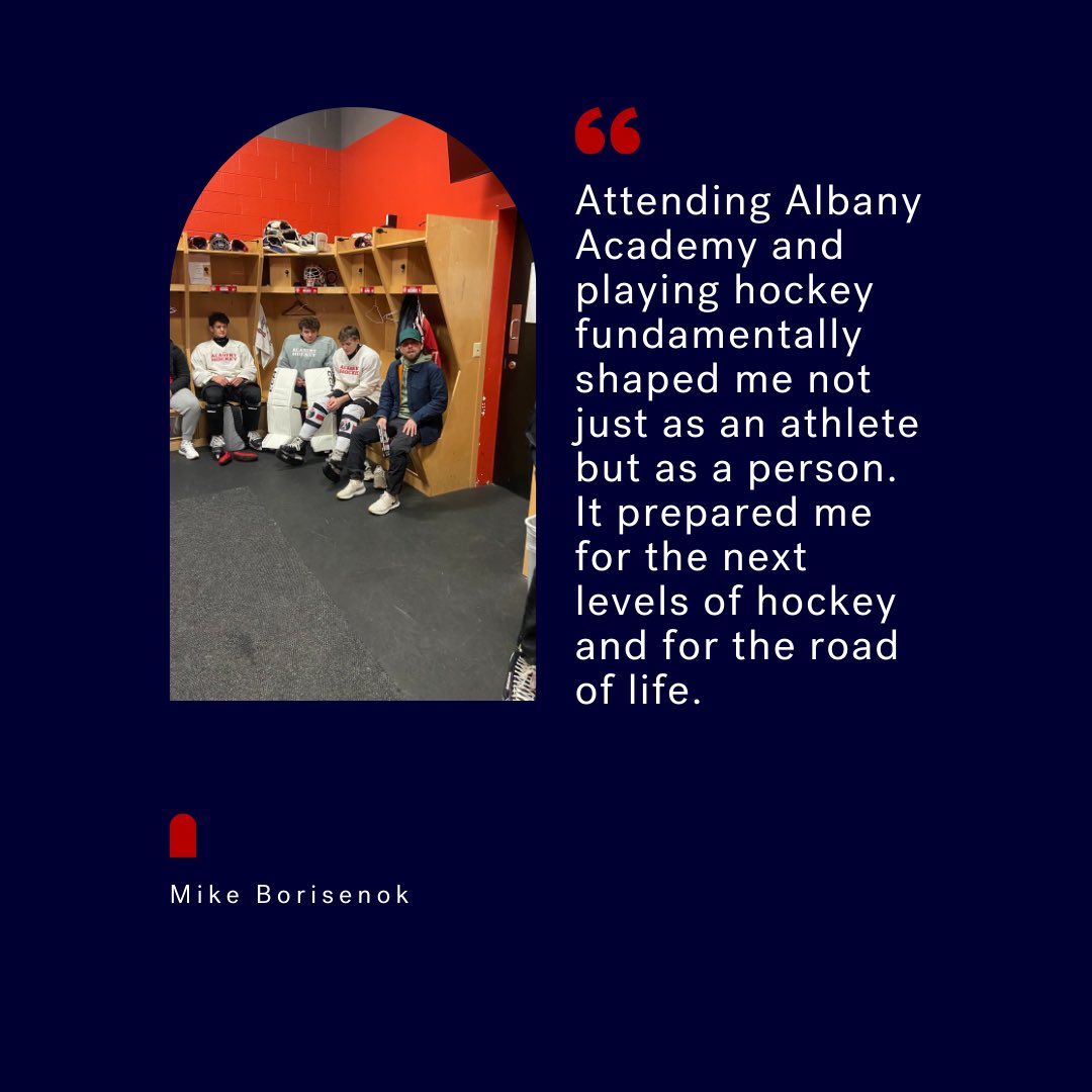 Up next in our Player Spotlight series, Mike Borisenok! Mike came back to visit the team this year to talk about the impact Albany Academy had on his career and journey! Thank you Mike!