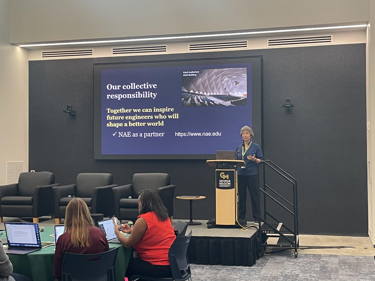 theNAEng's tweet image. NAE President Tsu-Jae King Liu presents on empowering #engineering communicators at the @GeorgeMasonU Engineering Communicators Conference today!