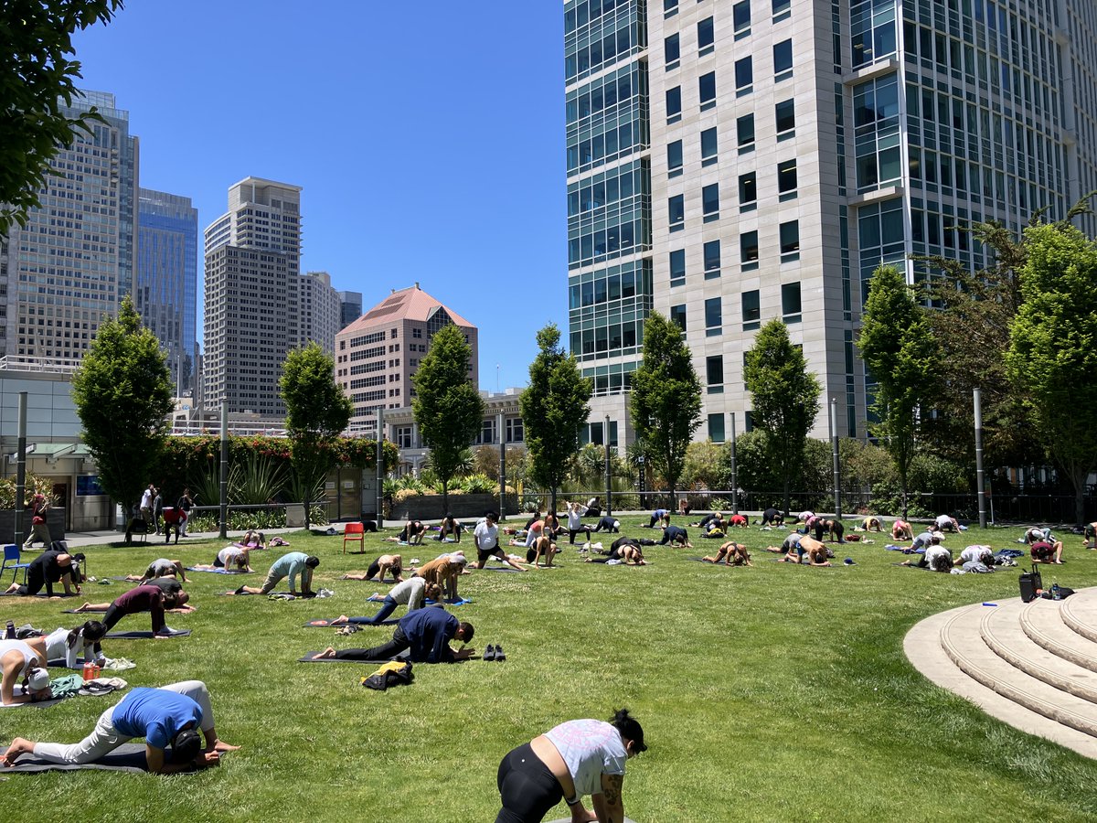 Transbay Joint Powers Authority (TJPA) (@transitcentersf) on Twitter photo Relax and unwind before the weekend begins with yoga led by <a href="/FITNESSSF/">FITNESS SF</a>.
Yoga takes place every Wednesday and Friday at 12:30 p.m. at TJPA's Salesforce Park Amphitheater 🧘
#salesforcepark
#salesforcetransitcenter
#meetusindowntownsf
#downtownsf
#free
#fitness
#workout Relax and unwind before the weekend begins with yoga led by <a href="/FITNESSSF/">FITNESS SF</a>.
Yoga takes place every Wednesday and Friday at 12:30 p.m. at TJPA's Salesforce Park Amphitheater 🧘
#salesforcepark
#salesforcetransitcenter
#meetusindowntownsf
#downtownsf
#free
#fitness
#workout