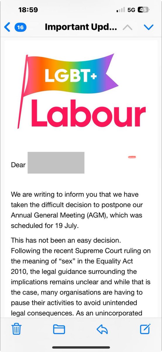 Well the LGBT+Labour AGM gets cancelled. We would like to think we helped them to stay within the law. While they are reflecting on their organisation it might be worth sorting out a number of applications to join where subs have been taken from bank accounts but nothing heard