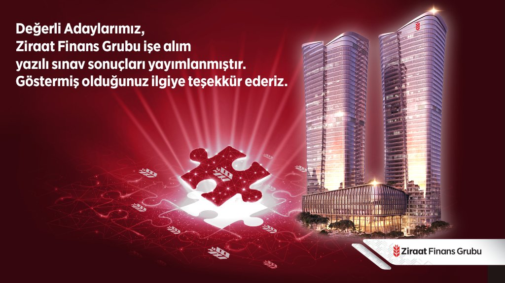 Değerli Adaylarımız,
28 Haziran 2025 tarihinde gerçekleştirilen; Ziraat Finans Grubu işe alım yazılı sınav sonuçları yayımlanmıştır. Yazılı sınav sonucunuzu İstanbul Üniversitesi internet sitesinden daha önce SMS ile gönderilen kullanıcı adı ve şifrenizi girerek öğrenebilirsiniz.