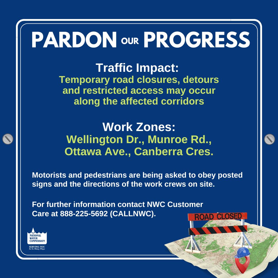 NWCjam's tweet photo. #PardonOurProgress | Pipe-laying Works Now Underway along Wellington Drive and Surrounding Areas 

The NWC wishes to advise the public that in reference to approvals sought, pipe-laying works have now commenced along some areas of St. Andrew. 

See full release: https://t.co/YpC0ZY1S2R