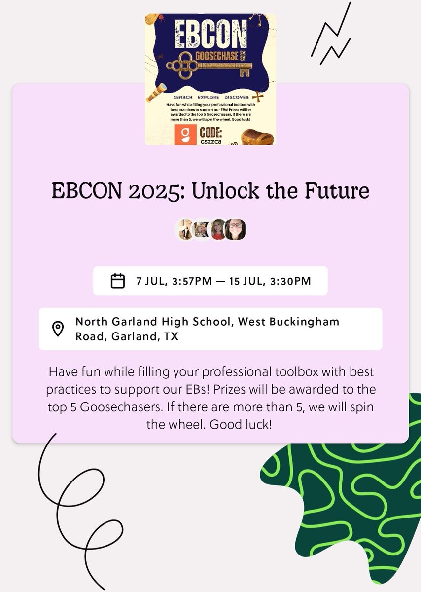 anafg28's tweet photo. 🍎 Mis Objetivos para EBCON2025 :
🔗 1. Ampliar mi red profesional
📚 2. Aprender estrategias nuevas
💼 3. Conseguir recursos útiles
🌍 4. Visibilizar mi impacto
💡 5. Nutrirme de inspiración
@GISD4EBs #EBCON2025
.
.
.
#EBAIDE at #SpringCreekElementary https://t.co/A7PGEz0up9