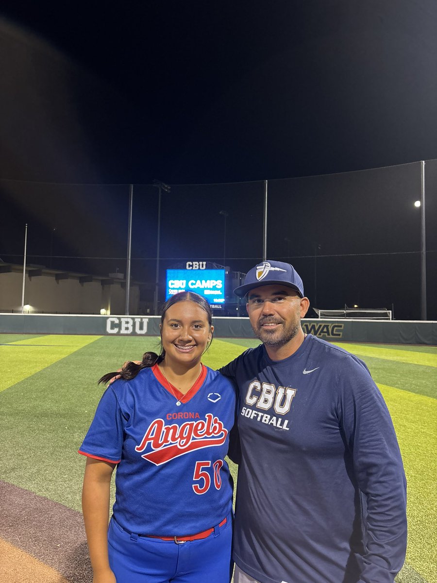 GabyPerez50's tweet photo. Grateful for the opportunity to compete and learn at the CBU softball camp! Thank you to the coaches and staff for the energy, feedback, and amazing environment. Loved being on campus and excited for what’s ahead! 💙🥎 #CBUSoftball #GrindSeason #RHP2026 @BTelesco2 @CBUSoftball https://t.co/JwWMbJACgQ