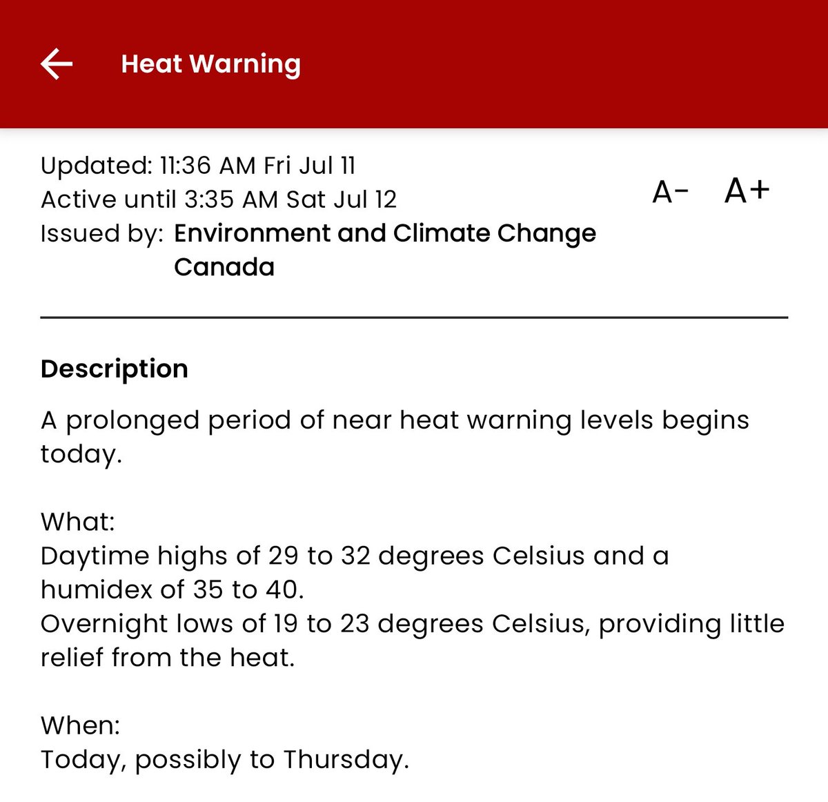 covid_parent's tweet image. Omfg.
Environment and Climate Change Canada just issued a heat warning, for the next seven days!
There may be warm weather this summer. For a whole week. In July.
This has literally never happened before.