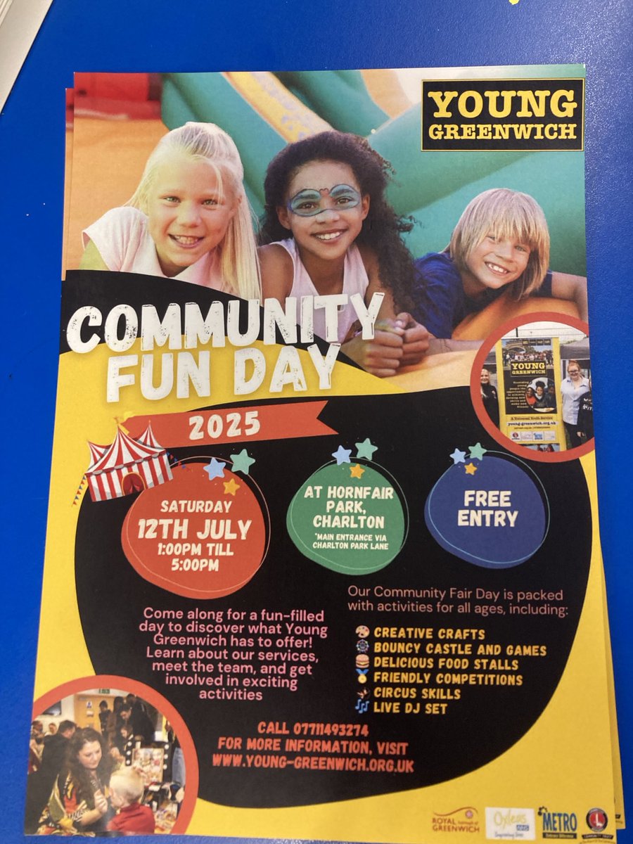 HawksmoorYouth's tweet image. All invited. No session in hubs tomorrow as all staff will be at the Young Greenwich event. Lots of fun and free activities Come and see us
