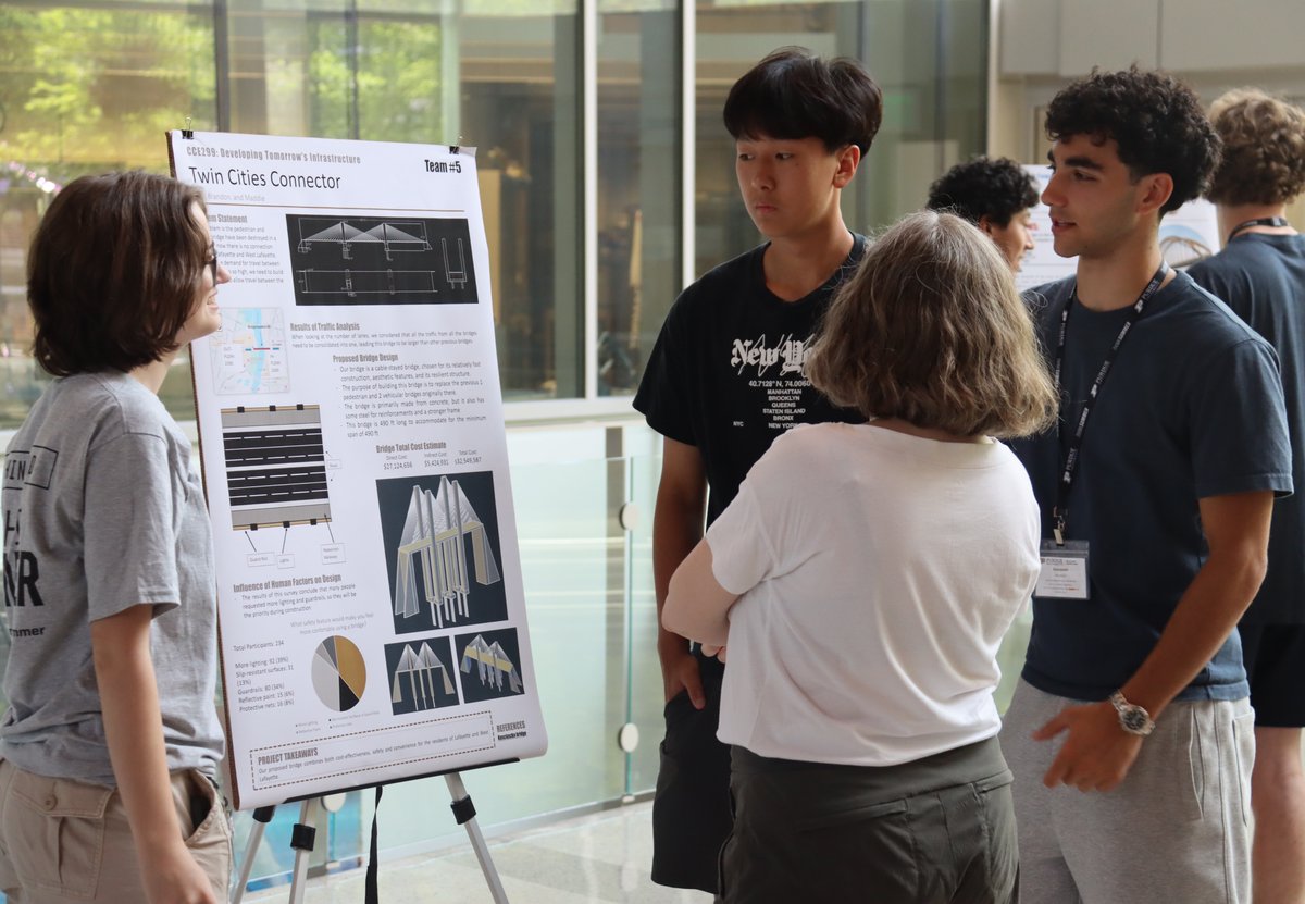PurdueCCE's tweet image. We've reached the end of our second and final "Developing Tomorrow’s Infrastructure: An Introduction to Civil and Construction Engineering" course at #Purdue! Thanks again to everyone who helped make this a great experience for some of our country's brightest high schoolers!