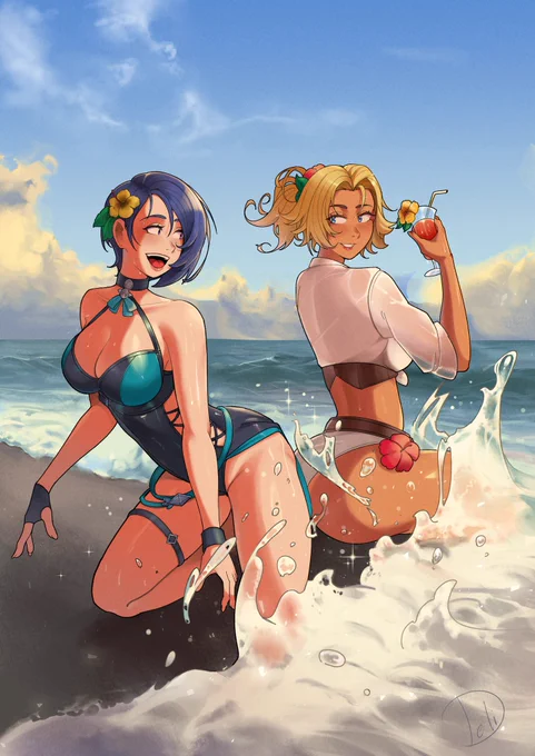 Summer Shamir and Catherine having a beach date Comm by an anonymous client
