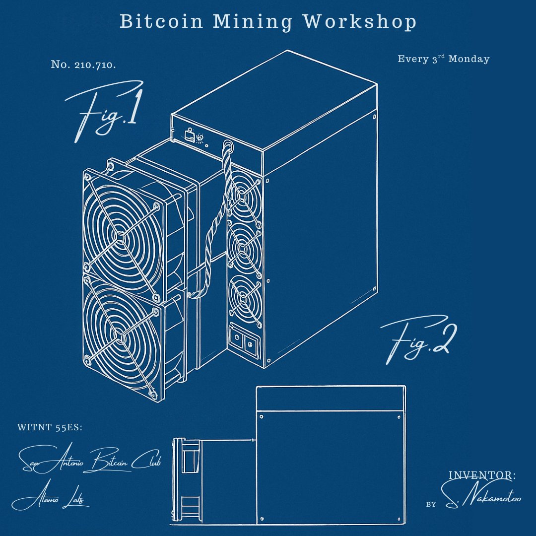 SABTCclub's tweet image. Join us Monday for our Bitcoin Mining Workshop #1
7/14/24
7pm
Alamo Labs
Here we'll be going over topics such as the current state of bitcoin mining, hardware,hash rate, heat reuse, best practices, innovation and the future of bitcoin mining!
RSVP Here👇
evento.so/p/evt_nYRKaY2z…