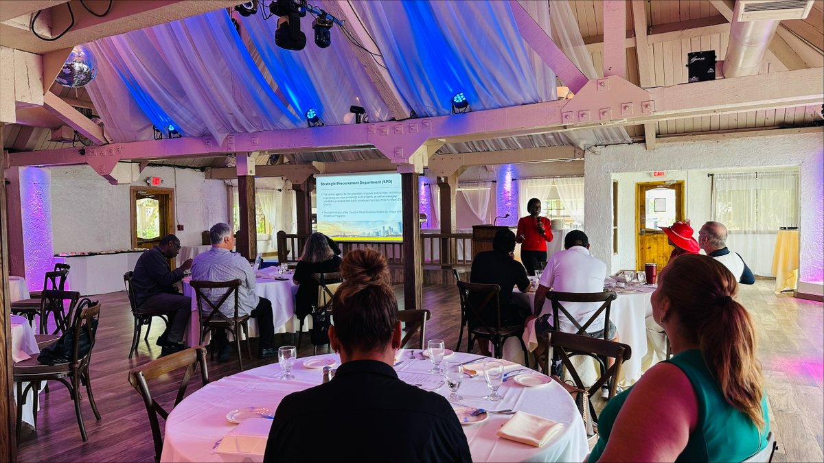 mdcspd's tweet image. On 7/10/25, SPD presented at the CSBE Association’s General Meeting, reaching out to 20 small businesses. SPD shared information on the County’s contracting opportunities, small business programs and plans to streamline procurement processes. #miamidade #OurCounty #smallbusiness