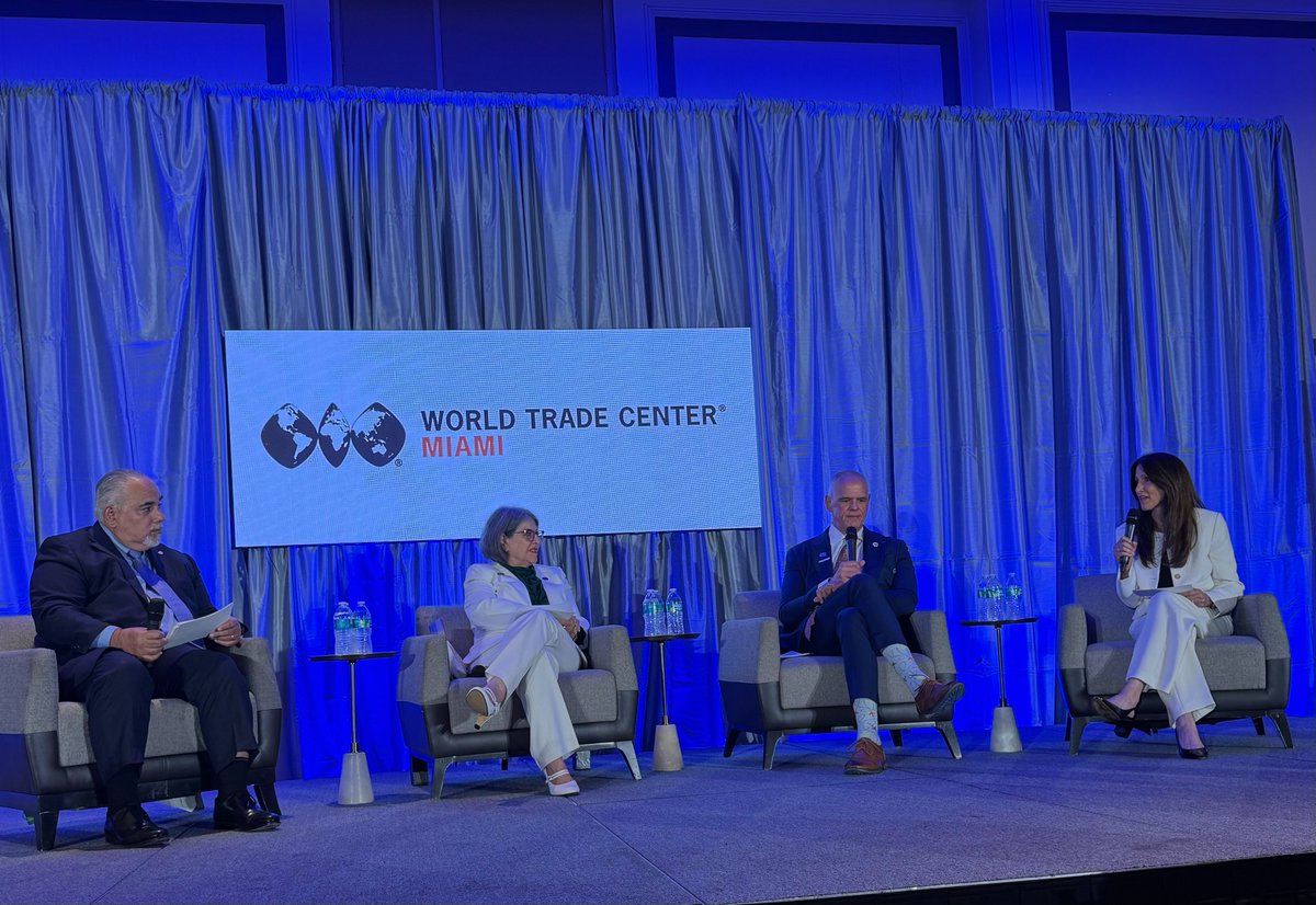 PortMiami's tweet photo. Today, @MiamiDadeCounty @MayorDaniella, #PortMiami Director &amp; CEO Hydi Webb &amp; @iflymia Director &amp; CEO Ralph Cutié came together at #StateofthePorts. As the Cruise Capital of the World &amp; the Cargo Gateway of the Americas, PortMiami is committed to a smarter, more resilient future. https://t.co/bUqBxedTSU