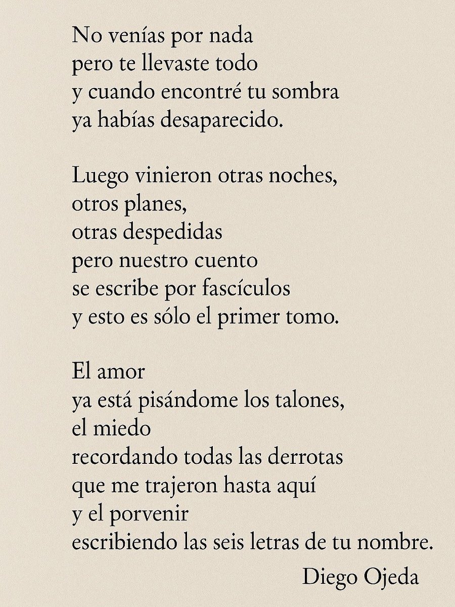 diegoojeda85's tweet photo. No todo lo que empieza termina.
Y no todo lo que termina se olvida.

Este poema viene de ahí.
De esa historia que no fue.
O sí. https://t.co/OYOFPajG3L