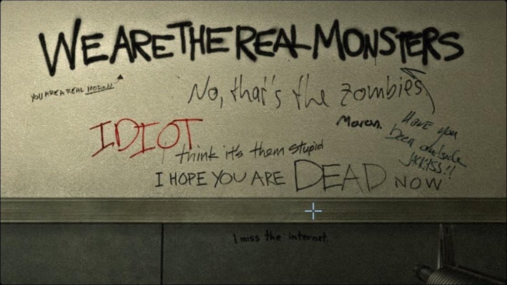 TemporaryStay's tweet image. The obvious monsters/demons are an allegory for minorities and/or good guys and the humans are the real bad guys.