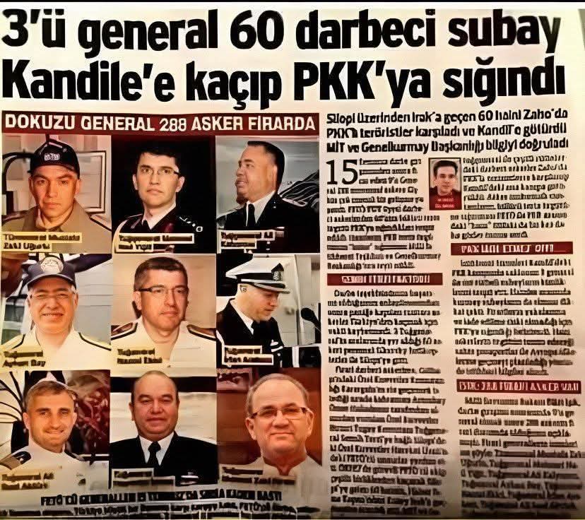15 temmuz darbesinden sonra   PKK'ya sığınan paşalar mi..??