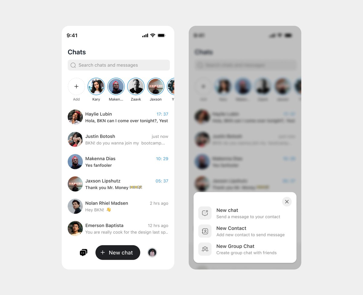 AndyNanaa's tweet photo. Just cooked up a chat screen 
Not tryna reinvent texting… just making it look less boring.
#UIDesign #ChatUI #FigmaThings https://t.co/X0amaPPTEa