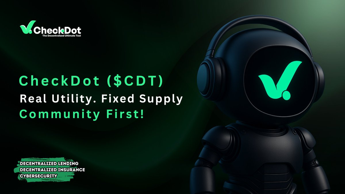 CheckDot ($CDT) redefines DeFi sustainability with real-world value and community-first principles. Unlike inflationary tokens, $CDT has a fixed supply, protecting long-term value. It’s more than just a governance token—$CDT powers audits, staking, insurance, hedging, gas fees,