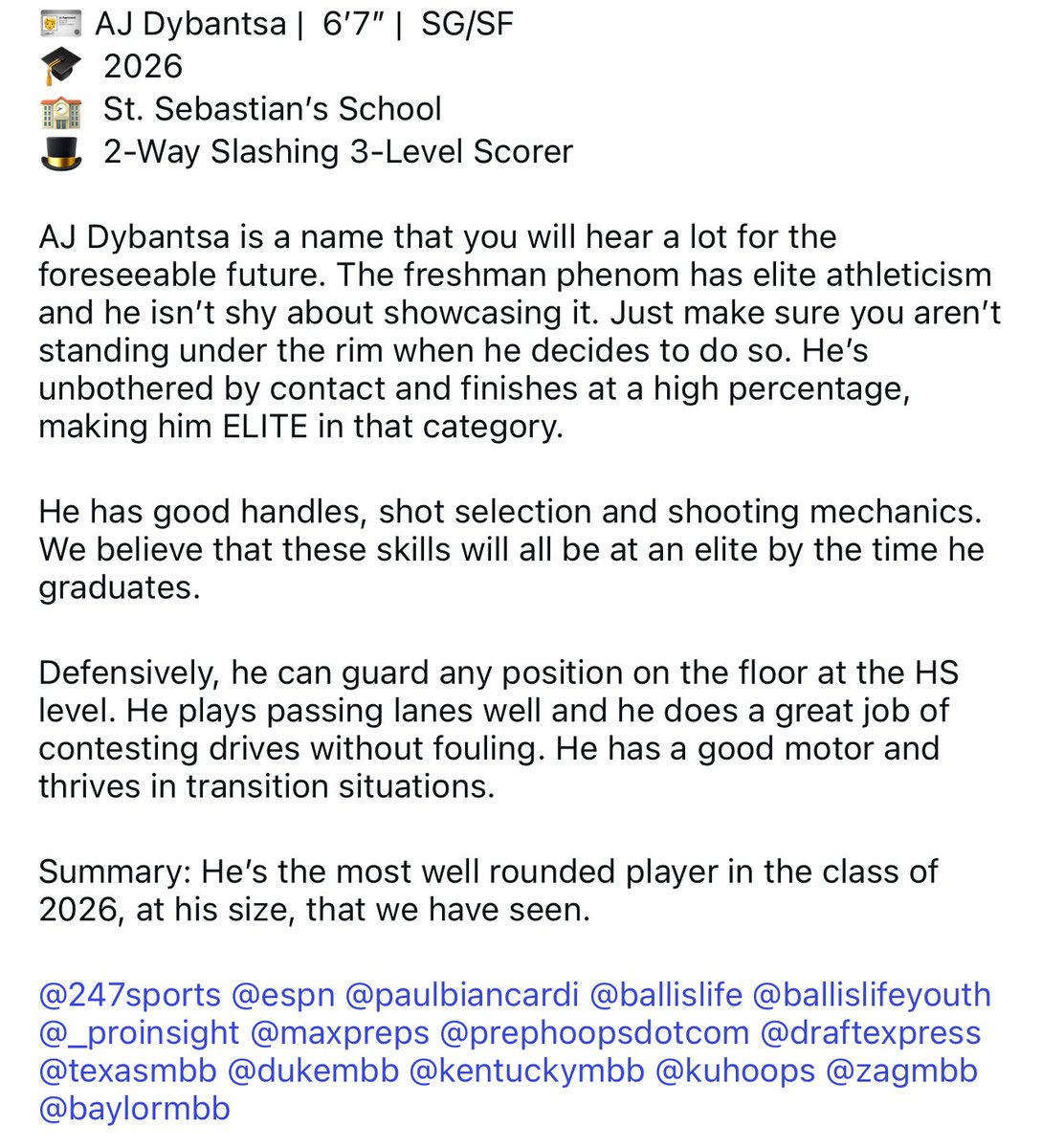 📸 Flashback Friday 

Before he even played a single high school game, I was already writing about him. I had a hunch that he was destined for greatness, and I can’t wait to witness him shine at the collegiate level this fall. 📈