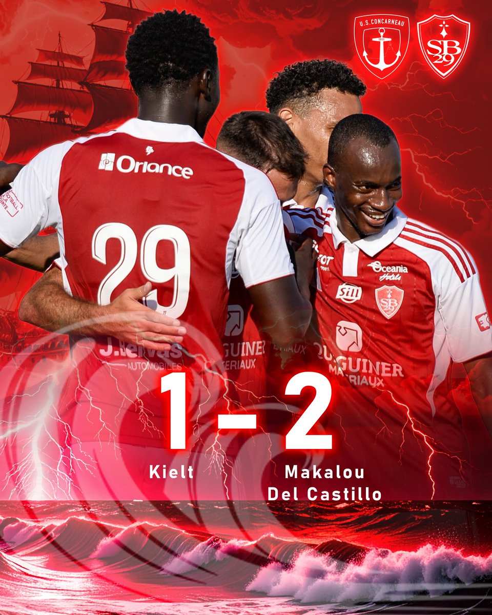 LaMareeRouge's tweet photo. Le @SB29  s'est imposé contre l'@USConcarneau  (1-2) en fin d'après-midi à Concarneau pour son premier match de préparation avec des buts de #makalou et #delcastillo.
#USCSB29 #SB29 #USC https://t.co/vNrOva5l50