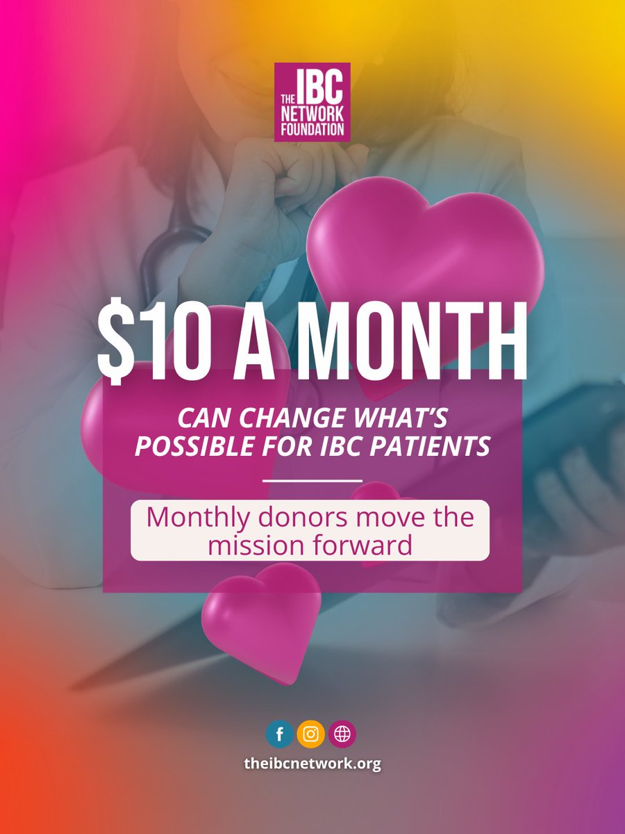 TalkIBC's tweet image. Small gifts don’t mean small impact.
Monthly donors are the quiet force behind our mission, helping us fund research, support patients, and educate doctors without pause.
Whether it’s $10, $25, or $50 a month, consistent giving creates lasting momentum.
theibcnetwork.org