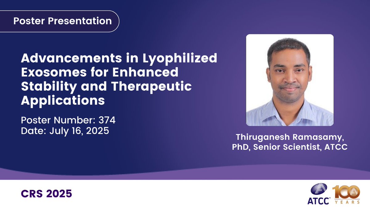 officialatcc's tweet image. Heading to CRS 2025? Don’t miss our poster unveiling a novel approach to preserving extracellular vesicles (EV) through lyophilization! Discover how our strategies maintain EV integrity and functionality.