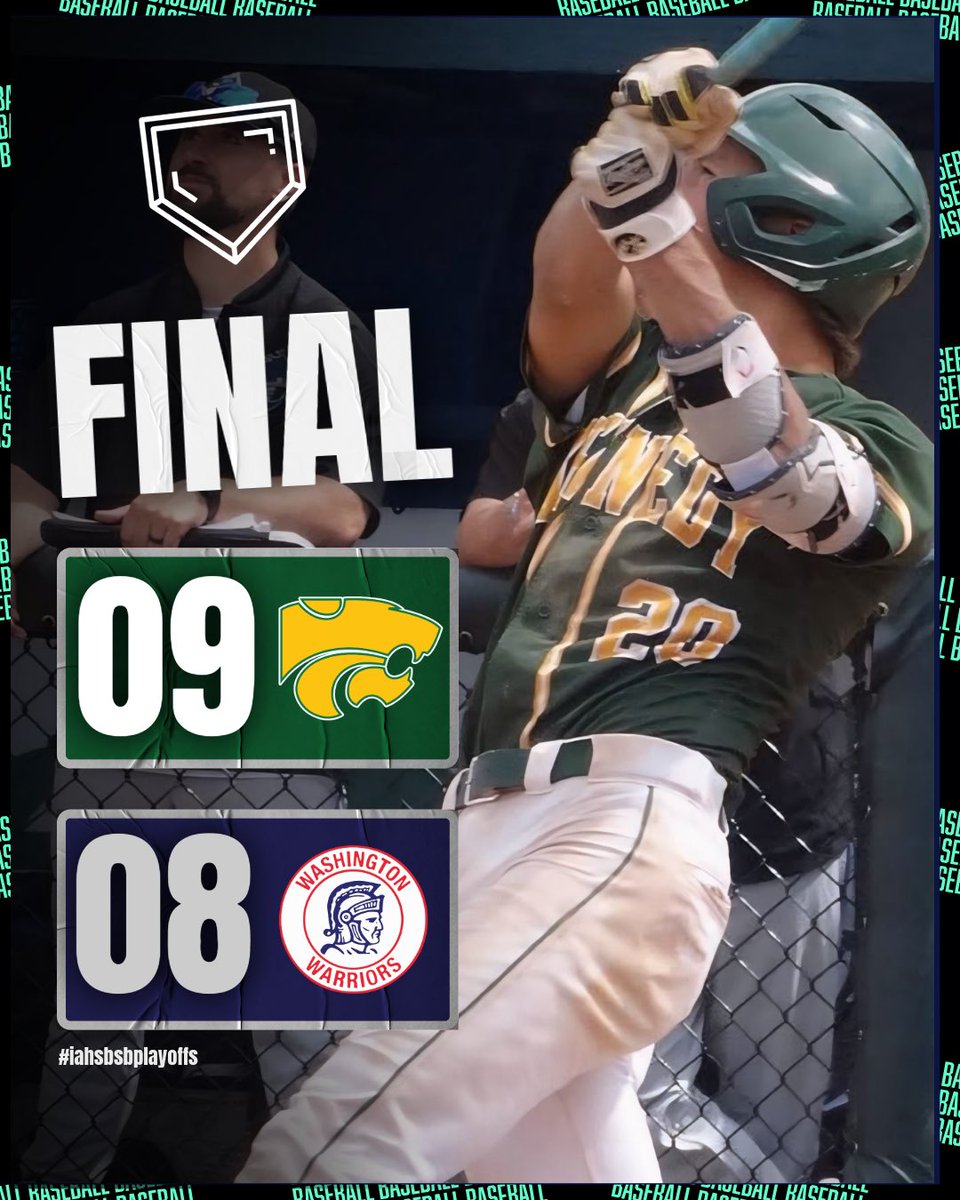 🚨𝗣𝗟𝗔𝗬𝗢𝗙𝗙 𝗕𝗔𝗦𝗘𝗕𝗔𝗟𝗟 𝗙𝗜𝗡𝗔𝗟 𝗦𝗖𝗢𝗥𝗘🚨

<a href="/CRKcougarbball/">CR Kennedy Cougar Baseball</a> takes down Cedar Rapids Washington 9-8 🔥

The Cougars await the winners of Muscatine vs Burlington.

#iahsbsb 📸: Instagram
