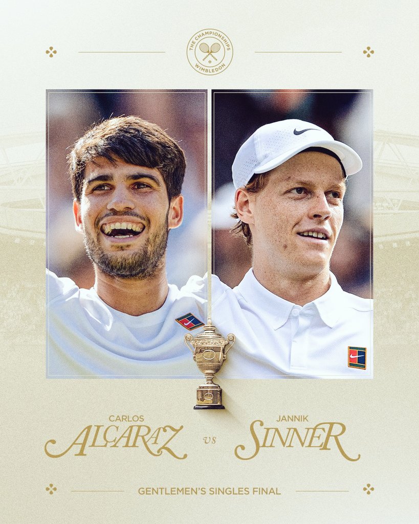 KumarJitendrav's tweet photo. Carlos Alcaraz. Jannik Sinner.💫
The gentlemen's singles final will be box office 
#Wimbledon2025 
#Wimbledon 
#wimbeldon2025 
#SecretStory https://t.co/9vPGlzPRBi
