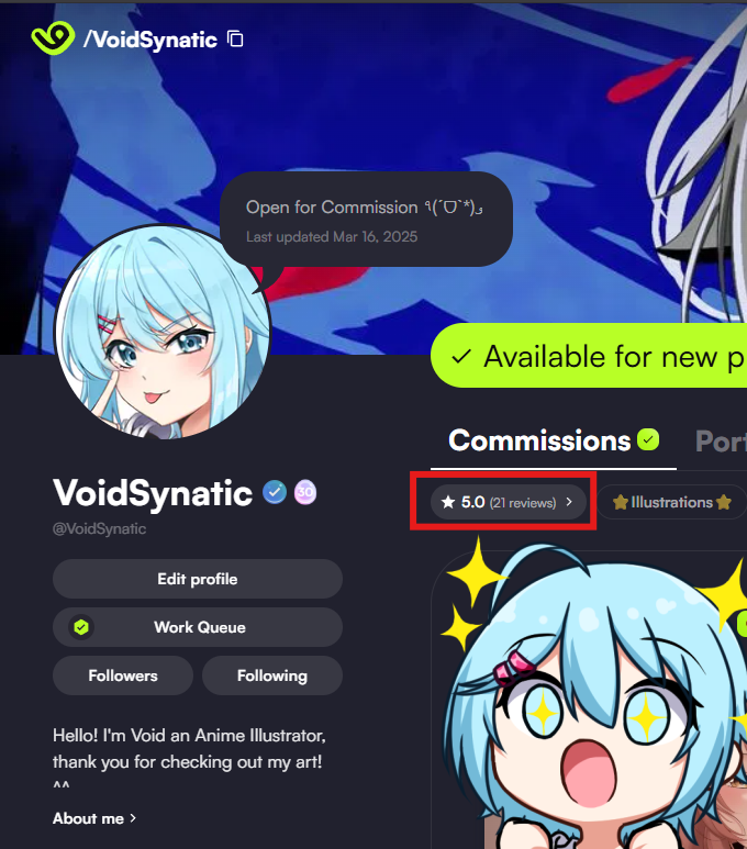 VoidSynatic's tweet image. Thank you so much for 21 reviews TvT really appreciate for choosing me~ if you're interested check out the link in my bio!
